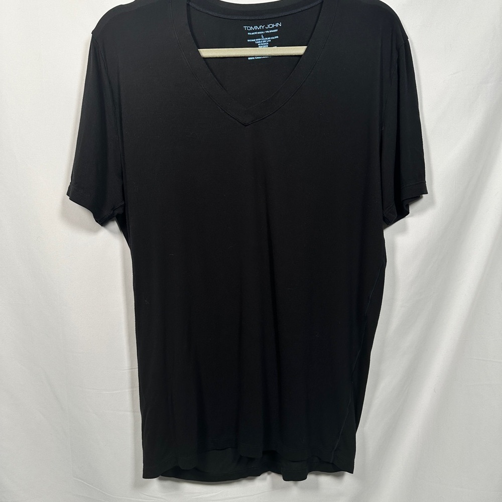 Tommy John men’s essential v neck modal stretch tee relaxed fit L black - Picture 2 of 7